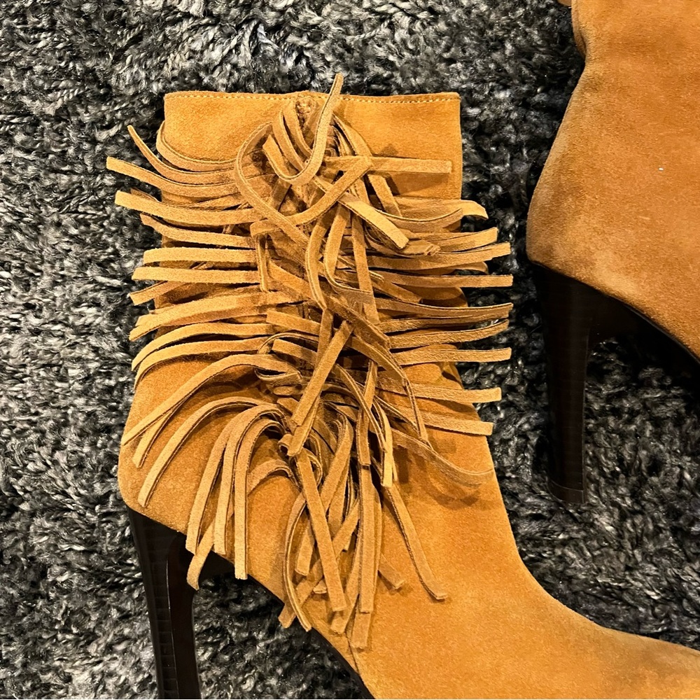 🌺PREDICTIONS VINTAGE TAN SUEDE FRINGE ANKLE BOOT SIZE 5.5🌺 - Picture 3 of 10